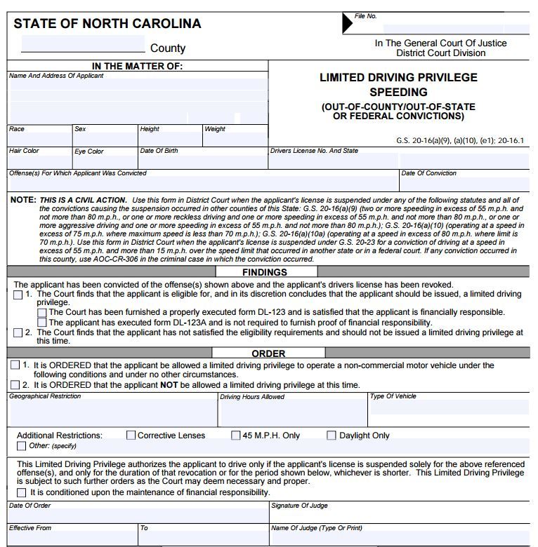 form to renew license for dui over 2 years ago nc